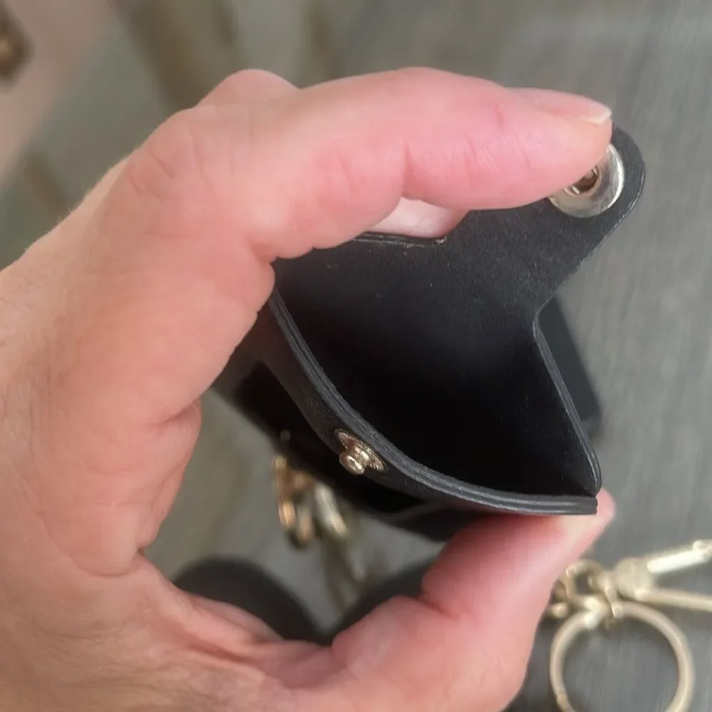 Maisin Gaja Handbag Tags Hangbag Charms Key Chains Faux Black Leather Gold-tone